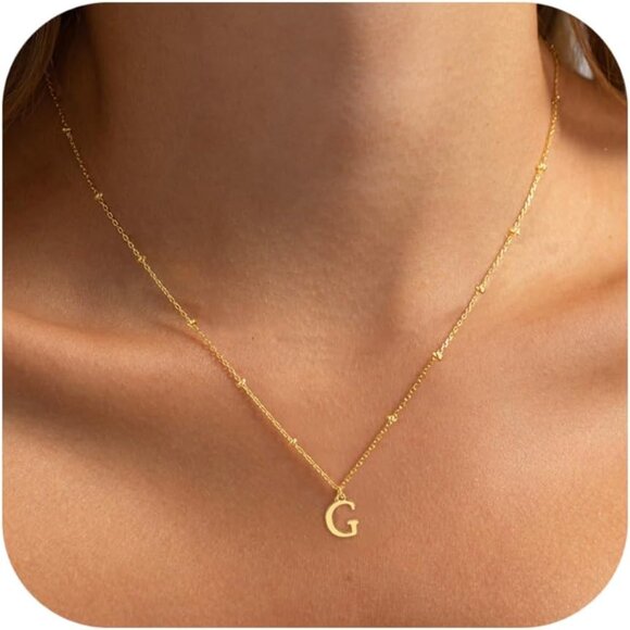 Jewelry - 14K Gold-Plated Initial Necklace for Women - Personalized A-Z Pendant Charm